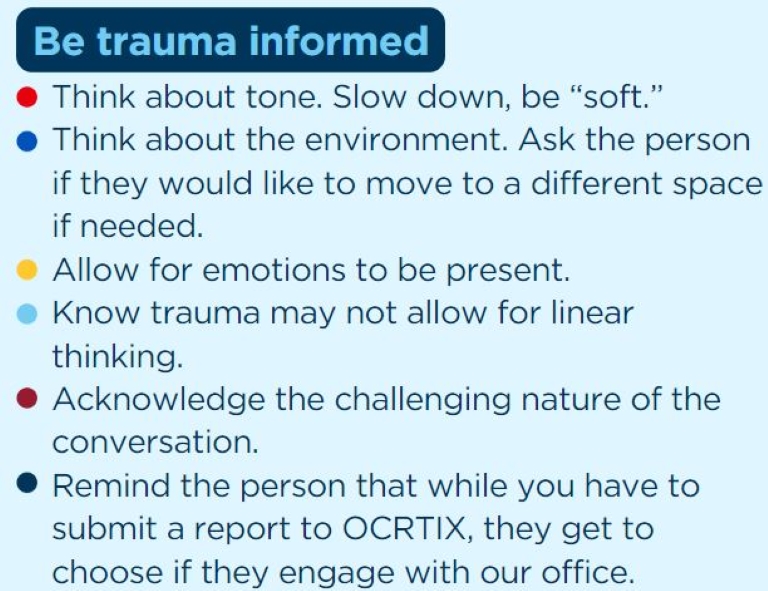 Trauma informed tips